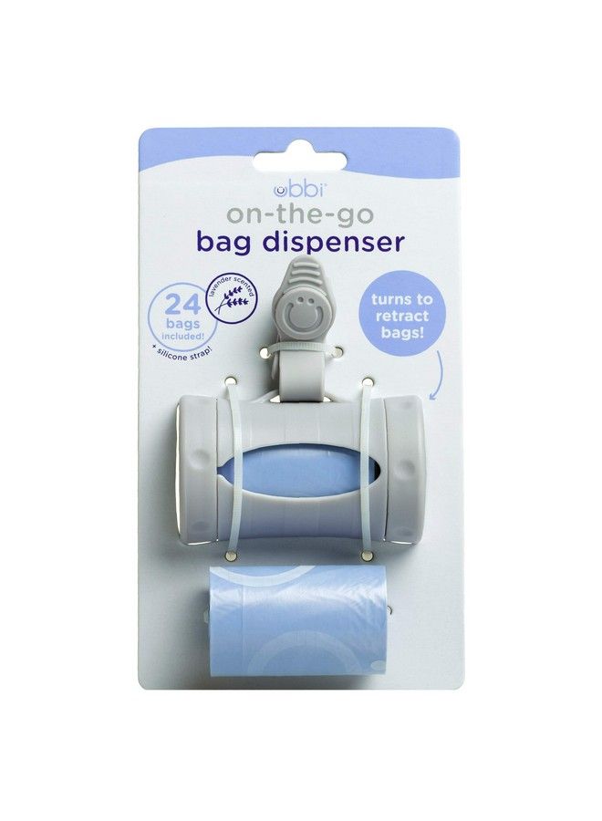 Retractable On The Go Bag Dispenser For Travel Diaper Bag Accessory Must Have For Newborn Helpful Item Baby Gift Lavender Scented Gray