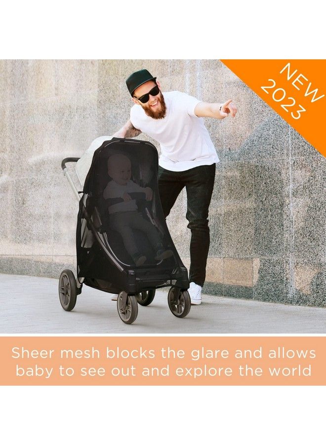 Stroller Sun Shade Universal Stroller Cover For Baby Sun Protection Large Stroller Shade Extender See Through Mesh Cover For Sun Blocks Uv Joggers & Stroller Accessories For Summer