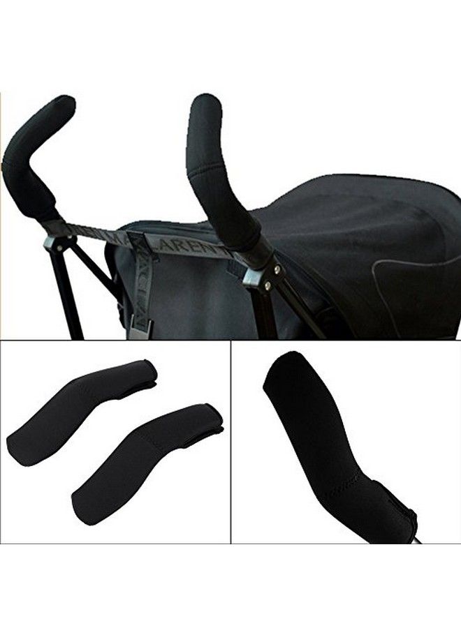 2Pcs/Pair Baby Stroller Armrest Cover Removable Zipper Crossbar Elastic Dustproof Protector Sleeve For Pushchair Pram Black