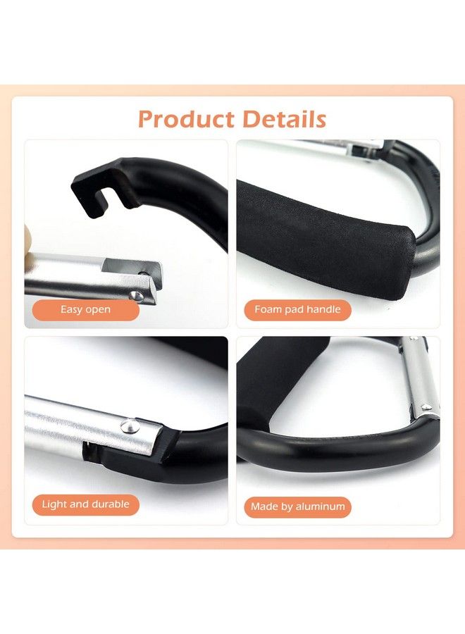 Grocery Bag Shopping Bag Holder Handle Carrier Tool Multi Purpose Snap Hook Stroller Hook Set Organizer Accessories With Soft Foam Grip For Hanging Pack Of 2 Black