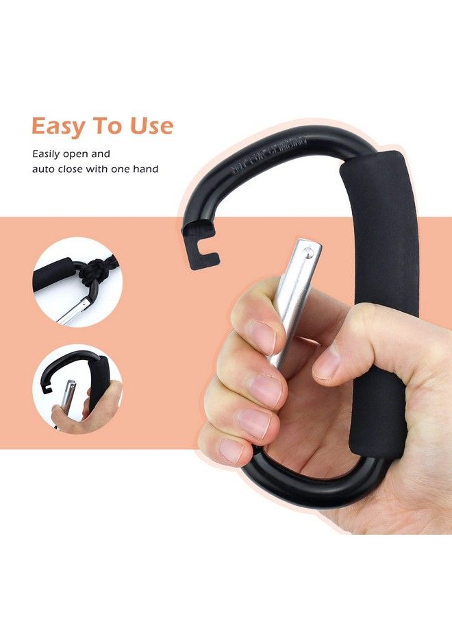 Grocery Bag Shopping Bag Holder Handle Carrier Tool Multi Purpose Snap Hook Stroller Hook Set Organizer Accessories With Soft Foam Grip For Hanging Pack Of 2 Black