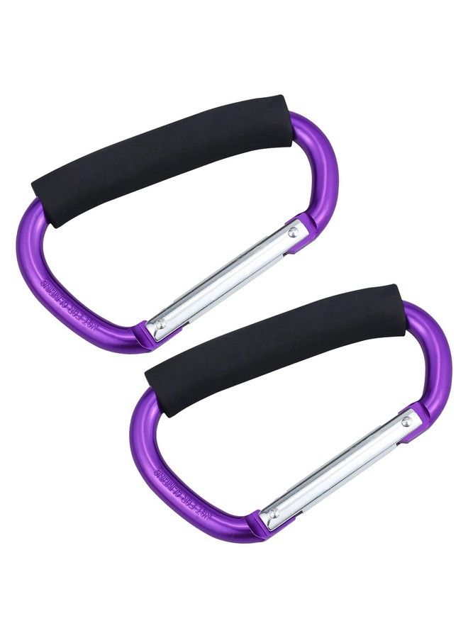 Strong Large Durable Buggy Carabiner Stroller Hooks Mummy Clip Pram Pushchair Grocery Or Shopping And Plastic Bags Holder 2 Pack Purple