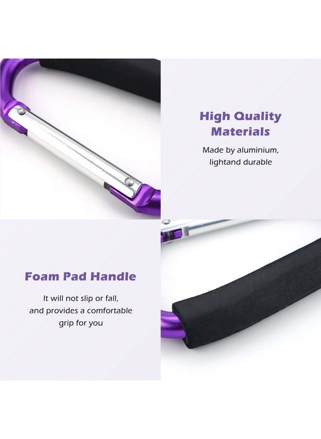 Strong Large Durable Buggy Carabiner Stroller Hooks Mummy Clip Pram Pushchair Grocery Or Shopping And Plastic Bags Holder 2 Pack Purple