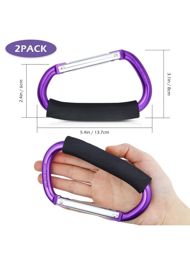 Strong Large Durable Buggy Carabiner Stroller Hooks Mummy Clip Pram Pushchair Grocery Or Shopping And Plastic Bags Holder 2 Pack Purple