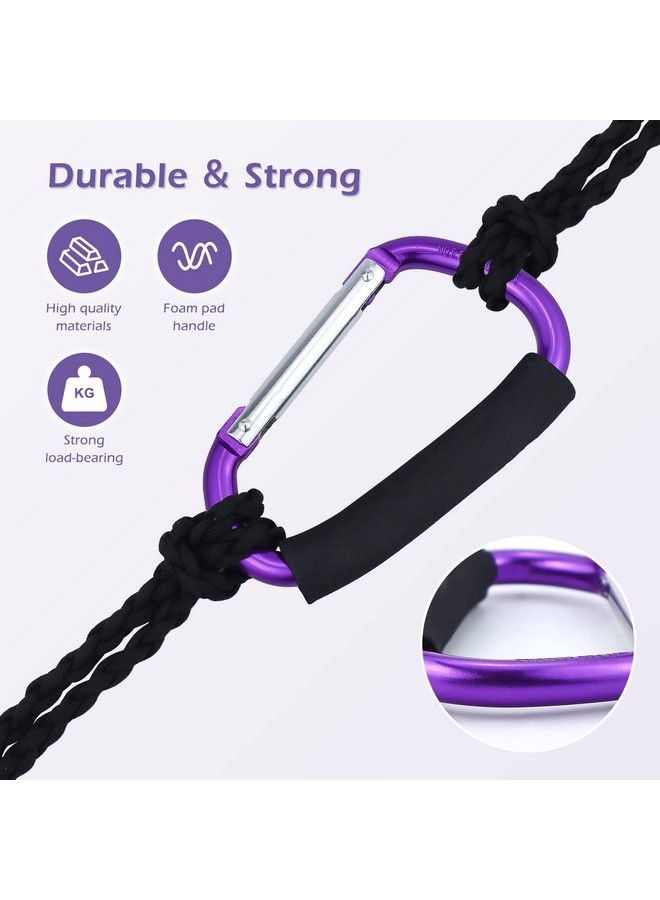 Strong Large Durable Buggy Carabiner Stroller Hooks Mummy Clip Pram Pushchair Grocery Or Shopping And Plastic Bags Holder 2 Pack Purple