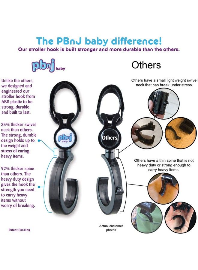 Stroller Hooks For Hanging Diaper Bags Mommy Stroller Clip And Stroller Accessories Travel Organizer Hook For Mom Purse Shopping Grocery Bag And Accessory (2 Pack)