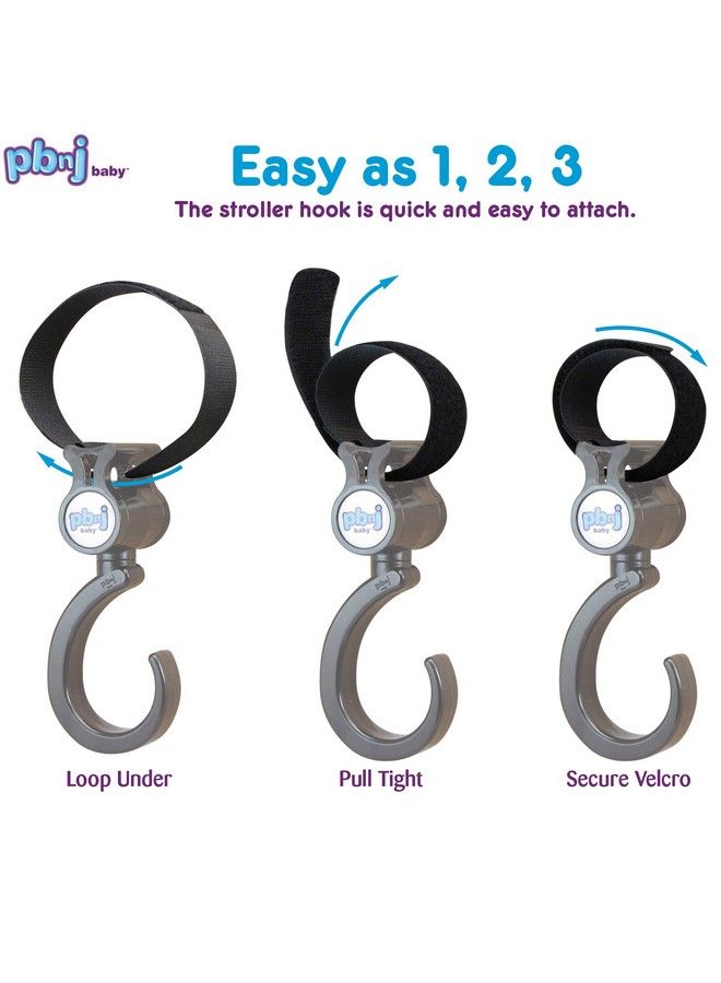 Stroller Hooks For Hanging Diaper Bags Mommy Stroller Clip And Stroller Accessories Travel Organizer Hook For Mom Purse Shopping Grocery Bag And Accessory (2 Pack)