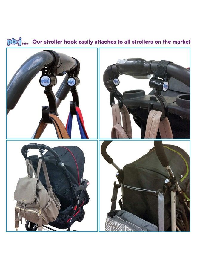 Stroller Hooks For Hanging Diaper Bags Mommy Stroller Clip And Stroller Accessories Travel Organizer Hook For Mom Purse Shopping Grocery Bag And Accessory (2 Pack)