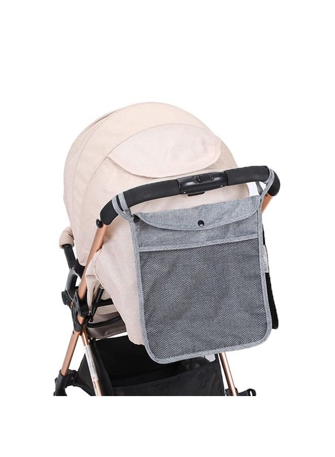 Portable Stroller Hanging Bag With Two Storage Pockets Stroller Bag Organizer For Nappy Baby Cloth/Bottle/Toy Stroller Hanging Storage Net Bag Grey