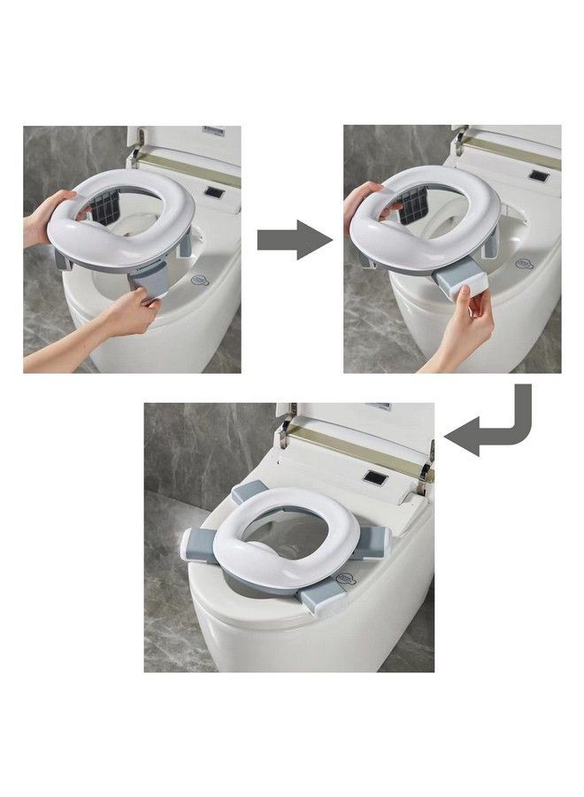 Foldable Portable Potty Training Seat For Toddler Kids Travel With Travel Bag And Storage Bag (Grey)