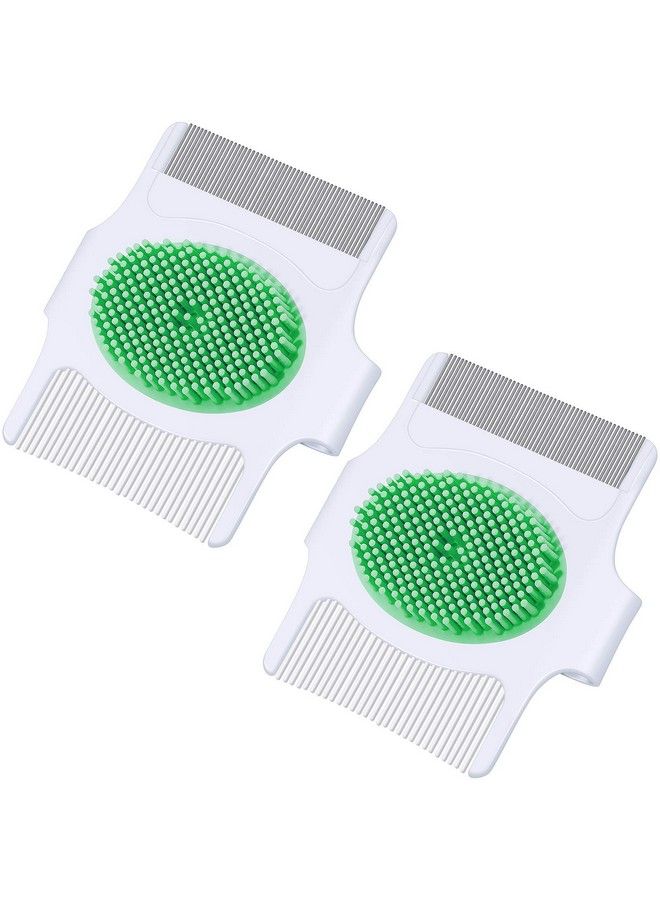 2 Pieces Cradle Cap Brush And Comb 3In1 Design Cradle Cap Brush Safe Baby Scalp Brush With Soft Rubber Bristles Help Gently Massage Care Scalp (Green)