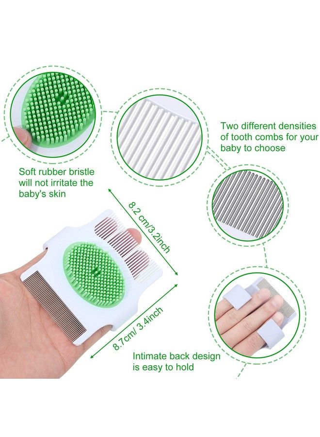 2 Pieces Cradle Cap Brush And Comb 3In1 Design Cradle Cap Brush Safe Baby Scalp Brush With Soft Rubber Bristles Help Gently Massage Care Scalp (Green)