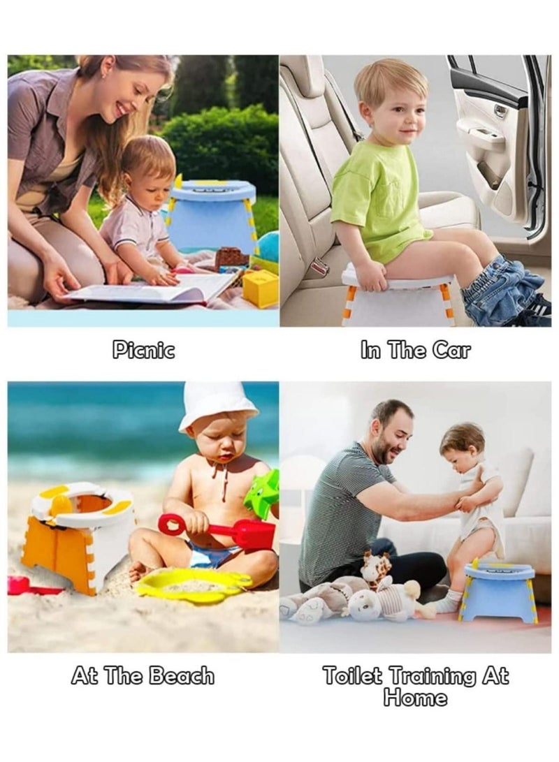 Portable Potty for Toddler Travel, Foldable Training Seat Boys Girls, Collapsible Potty, Chair Home, Car, Outdoor Picnic, Beach, With 30 Disposable Bags