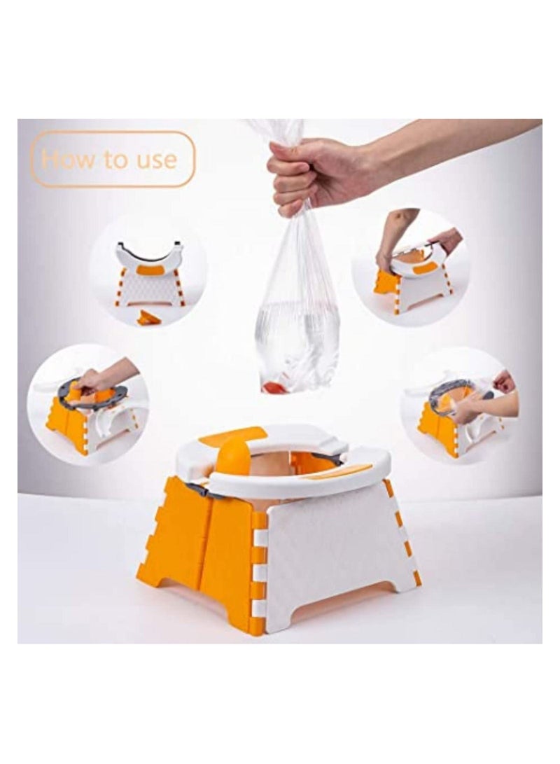 Portable Potty for Toddler Travel, Foldable Training Seat Boys Girls, Collapsible Potty, Chair Home, Car, Outdoor Picnic, Beach, With 30 Disposable Bags