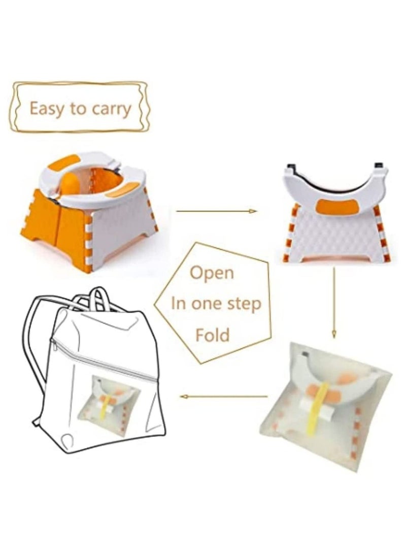 Portable Potty for Toddler Travel, Foldable Training Seat Boys Girls, Collapsible Potty, Chair Home, Car, Outdoor Picnic, Beach, With 30 Disposable Bags