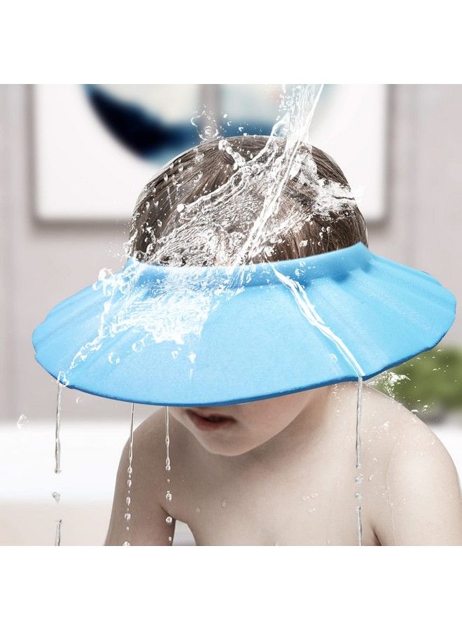 Baby Shower Cap Soft Adjustable Baby Bath Head Cap Visor For Washing Hair Shower Bathing Protection Bath Cap For Toddler Baby Kids Children (Blue)