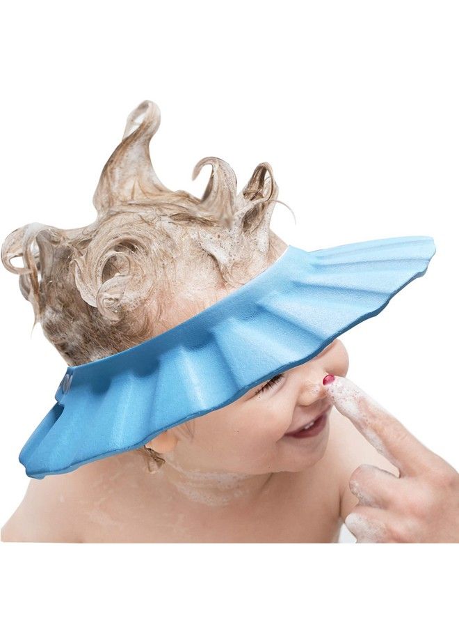 Baby Shower Cap Soft Adjustable Baby Bath Head Cap Visor For Washing Hair Shower Bathing Protection Bath Cap For Toddler Baby Kids Children (Blue)