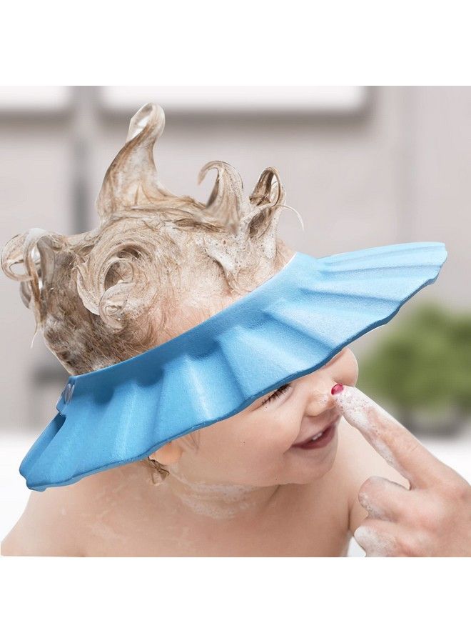 Baby Shower Cap Soft Adjustable Baby Bath Head Cap Visor For Washing Hair Shower Bathing Protection Bath Cap For Toddler Baby Kids Children (Blue)