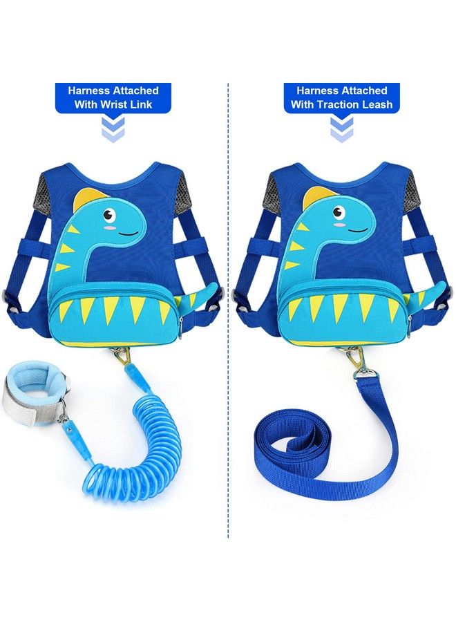 Toddler Harness Child Leash With Anti Lost Wrist Link Accmor 3 In 1 Kids Dinosaur Harnesses Leashes Children Walking Assistant Wristband Tether Strap Belt For Baby Boys Girls (Blue)