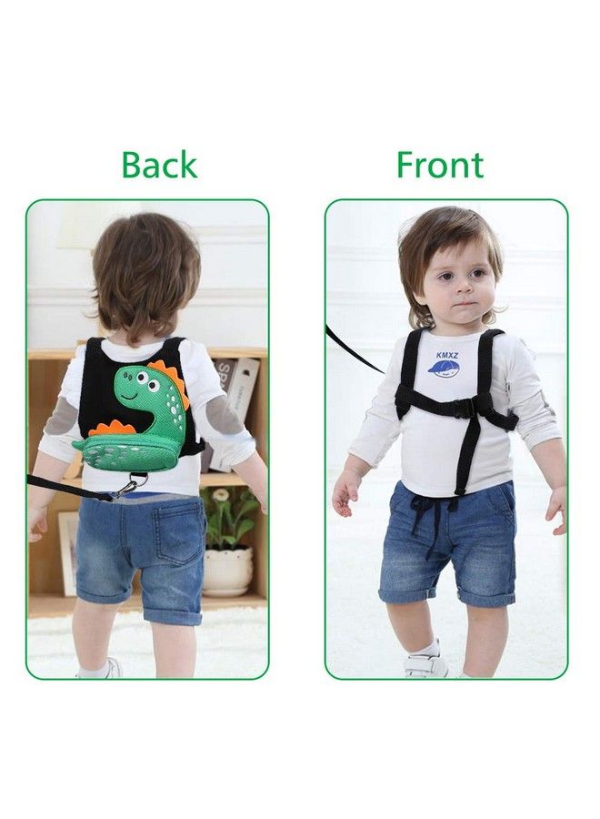 3 In 1 Toddler Harness Leash + Baby Anti Lost Wrist Link Accmor Cute Dinosaur Child Safety Harness Tether Kids Walking Wristband Assistant Strap Belt For Parent Boys Outdoor Activity (Black)