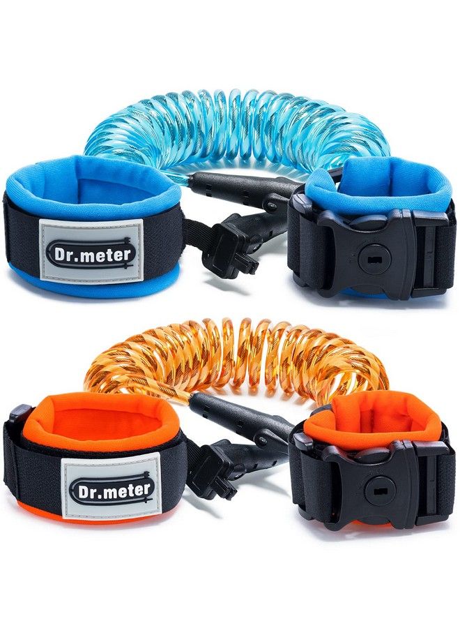 Anti Lost Wrist Link 2 Pack Toddler Safety Leash With Key Lock Dr.Meter Reflective Child Walking Harness 8.2Ft Blue + 4.92Ft Orange Kids Leash For Supermarket Mall Airport Amusement Park Zoo Travel