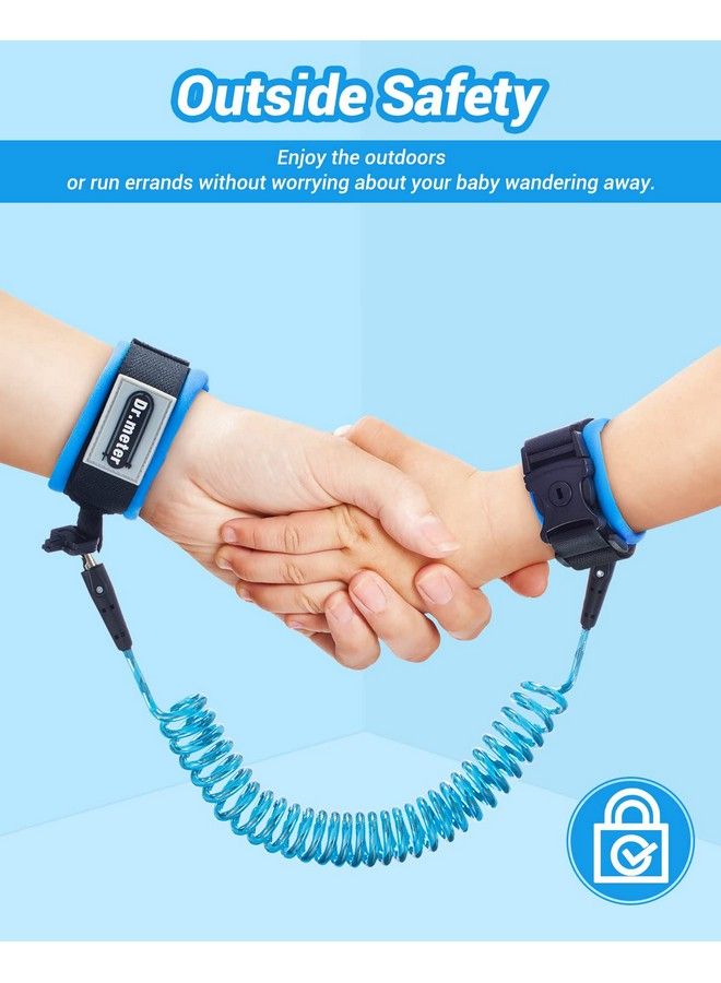 Anti Lost Wrist Link 2 Pack Toddler Safety Leash With Key Lock Dr.Meter Reflective Child Walking Harness 8.2Ft Blue + 4.92Ft Orange Kids Leash For Supermarket Mall Airport Amusement Park Zoo Travel