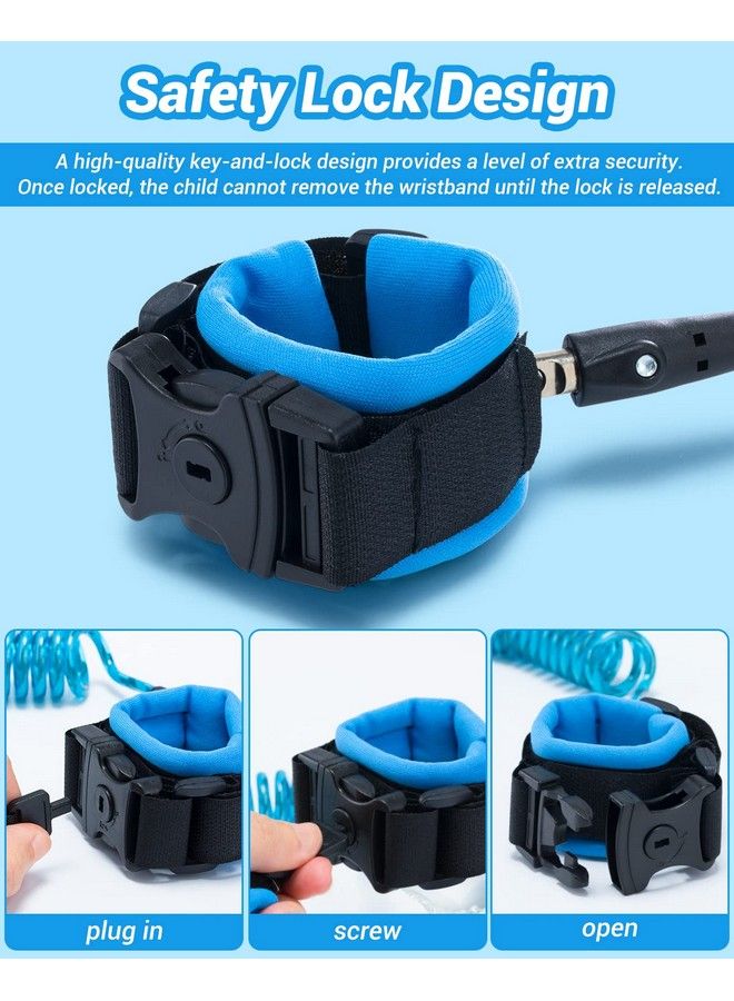 Anti Lost Wrist Link 2 Pack Toddler Safety Leash With Key Lock Dr.Meter Reflective Child Walking Harness 8.2Ft Blue + 4.92Ft Orange Kids Leash For Supermarket Mall Airport Amusement Park Zoo Travel