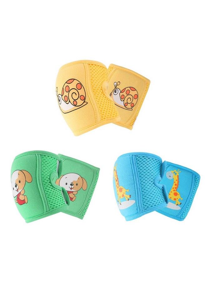 Baby Knee Pads For Crawling (3 Pairs) Antislip And Protect Infants & Toddlers Knees Elbows And Legs. Adjustable Straps And Breathable 3D Mesh For Boys And Girls (Unisex)