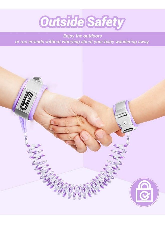 Kids Leash For Toddler Dr.Meter Reflective Anti Lost Wrist Link With Key & Lock 8.2Ft Safety Wristband Child Walking Harness For Supermarket Mall Airport Amusement Park Zoo Travel Purple