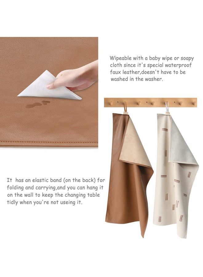 Baby Diaper Changing Pad Portable Changing Mat Travel Changing Pad Liner For Baby And Small Toddler(Classic Brown&Brush Strokes)