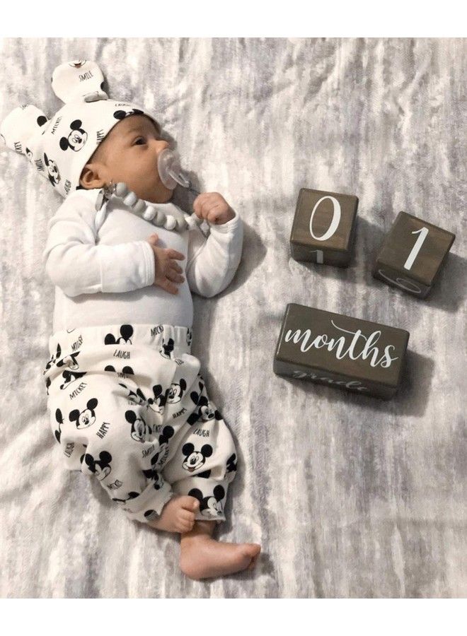 Premium Solid Wood Baby Milestone Age Blocks + Gift Box ; Gray Stained Natural Pine ; Weeks Months Years Grade Newborn Photo Props ; Perfect Pregnancy Gift And Keepsake Month Photos