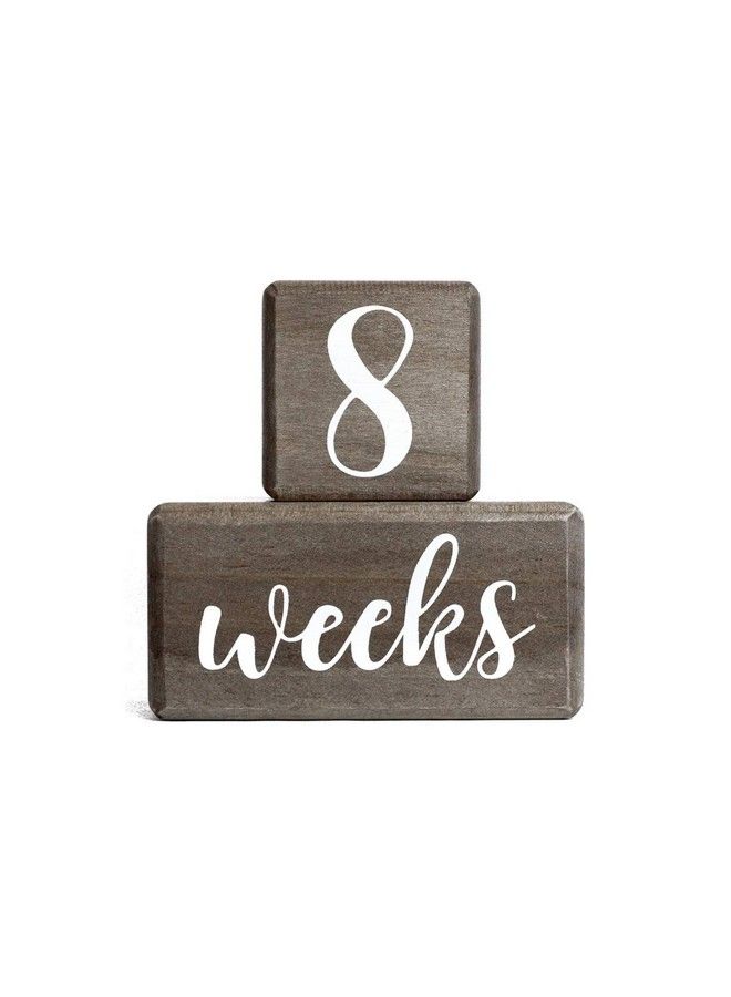 Premium Solid Wood Baby Milestone Age Blocks + Gift Box ; Gray Stained Natural Pine ; Weeks Months Years Grade Newborn Photo Props ; Perfect Pregnancy Gift And Keepsake Month Photos
