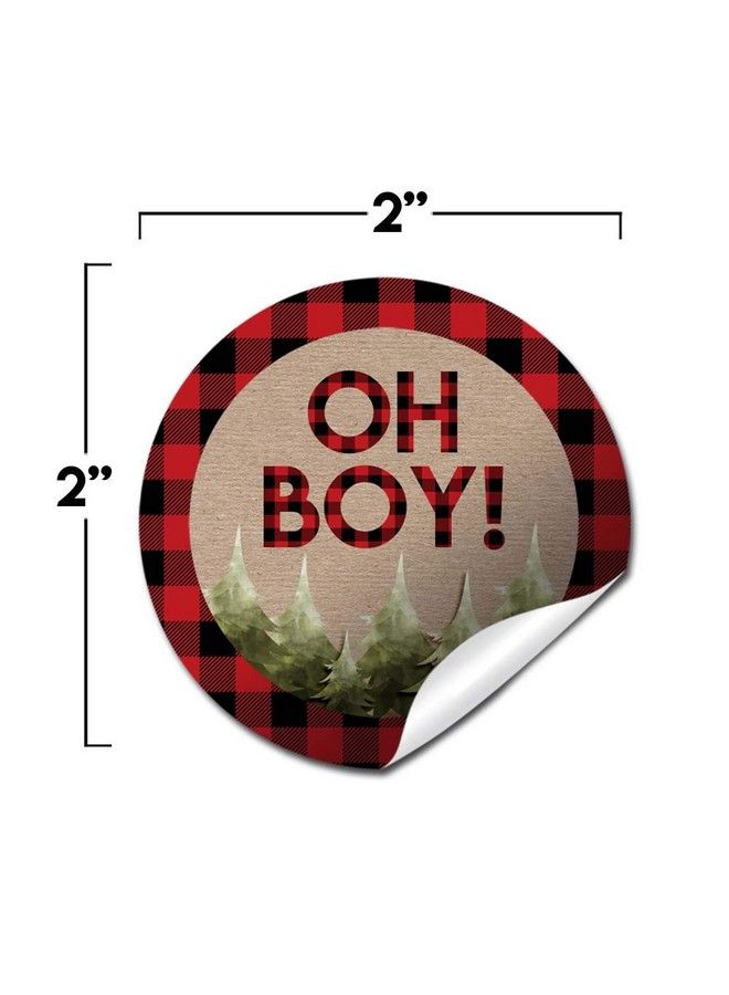 Oh Boy! Outdoorsy Red And Black Plaid Lumberjack Baby Sprinkle Baby Shower For Boys Thank You Sticker Labels 40 2