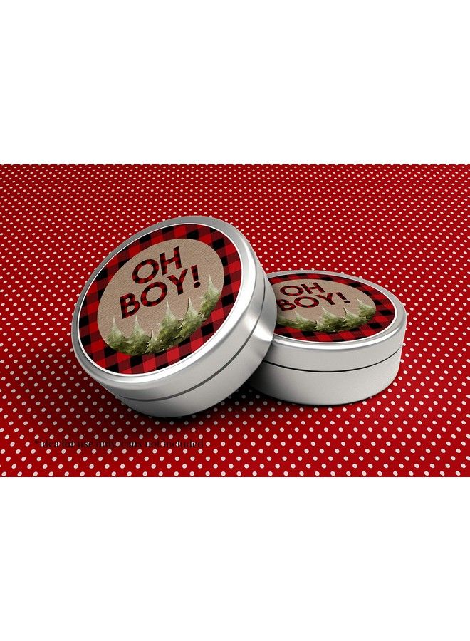 Oh Boy! Outdoorsy Red And Black Plaid Lumberjack Baby Sprinkle Baby Shower For Boys Thank You Sticker Labels 40 2
