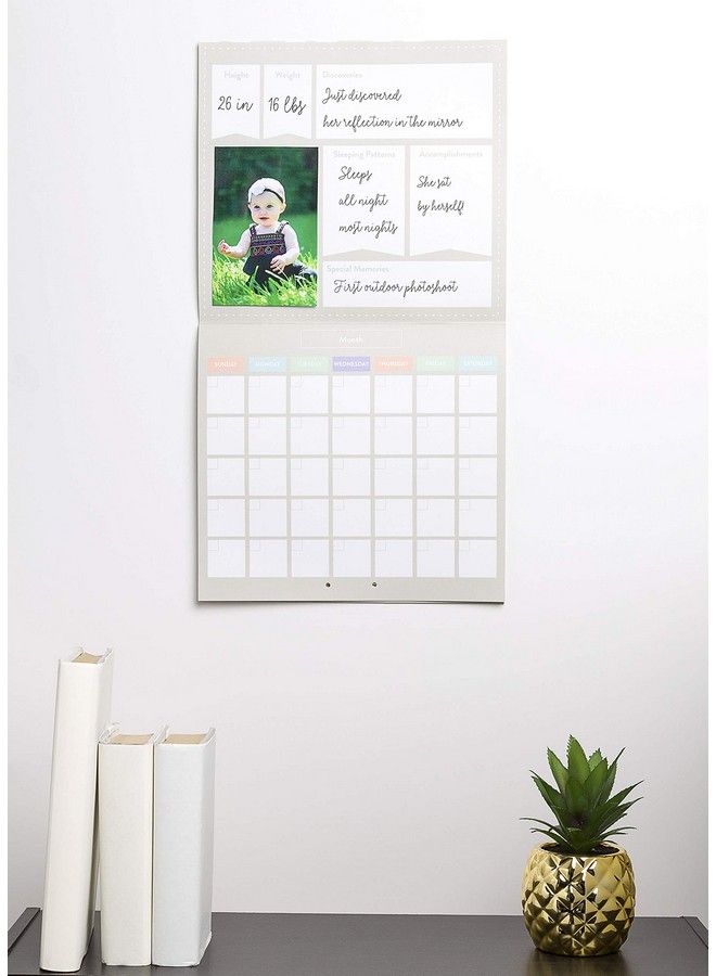 Baby First Year Calendar Track Every Milestone And Memory Gray Chevron