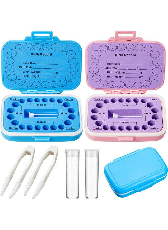 2 Pieces Baby Teeth Keepsake Box Tooth Holder Kids Teeth Keepsake Holder Teeth Container For Lost Teeth Cute Kids Deciduous Teeth Collection To Keep The Childhood Memory (Blue And Pink)
