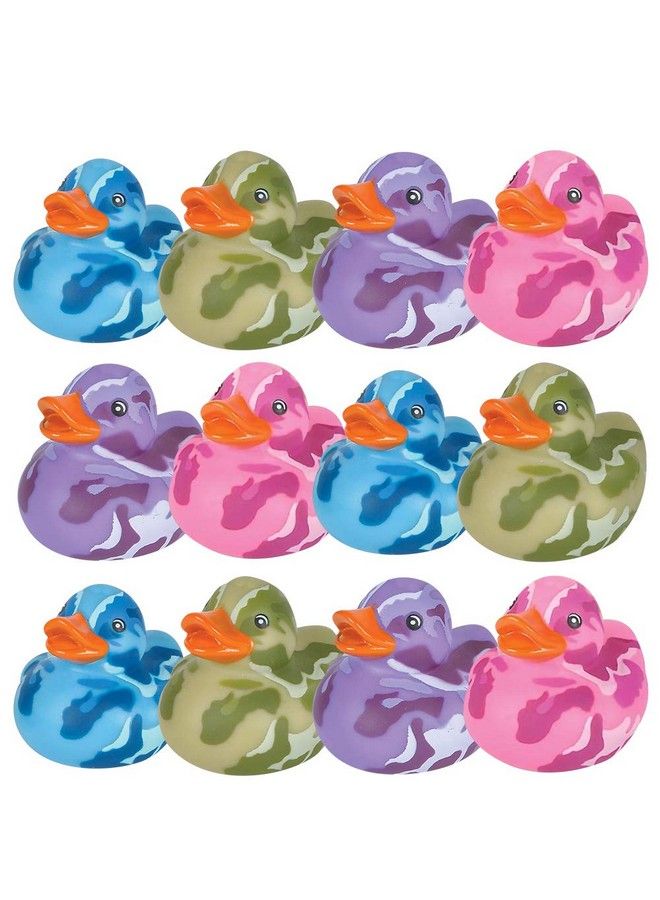2 Inch Camouflage Rubber Duckies Pack Of 12 Cute Duck Bath Tub Pool Toys In Assorted Colors Ideal For Camothemed Parties Fun Decorations Carnival Supplies Party Favor Small Prize