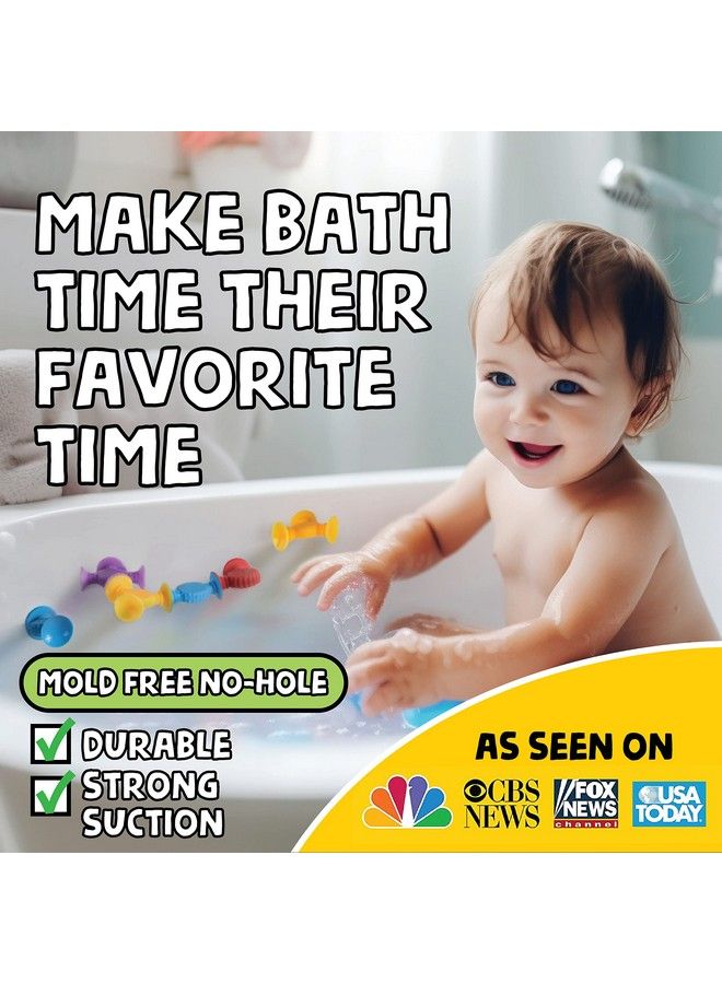 Textured Suction Bath Toys 10Pcs ; Connect Build Create ; No Mold Bath Toy ; Hours Of Fun & Creativity ; Stimulating & Addictive Sensory Suction Toy ; No Hole Bath Toy ; Mold Free Bath Toys