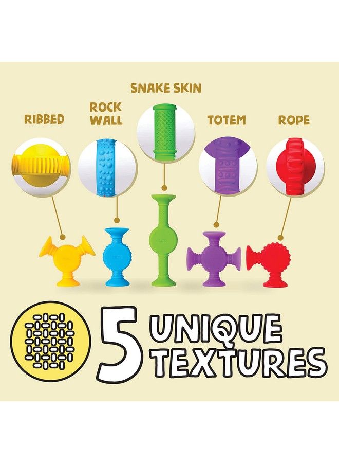 Textured Suction Bath Toys 10Pcs ; Connect Build Create ; No Mold Bath Toy ; Hours Of Fun & Creativity ; Stimulating & Addictive Sensory Suction Toy ; No Hole Bath Toy ; Mold Free Bath Toys