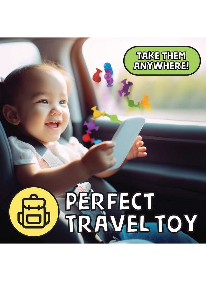 Textured Suction Bath Toys 10Pcs ; Connect Build Create ; No Mold Bath Toy ; Hours Of Fun & Creativity ; Stimulating & Addictive Sensory Suction Toy ; No Hole Bath Toy ; Mold Free Bath Toys