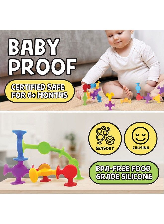 Textured Suction Bath Toys 10Pcs ; Connect Build Create ; No Mold Bath Toy ; Hours Of Fun & Creativity ; Stimulating & Addictive Sensory Suction Toy ; No Hole Bath Toy ; Mold Free Bath Toys