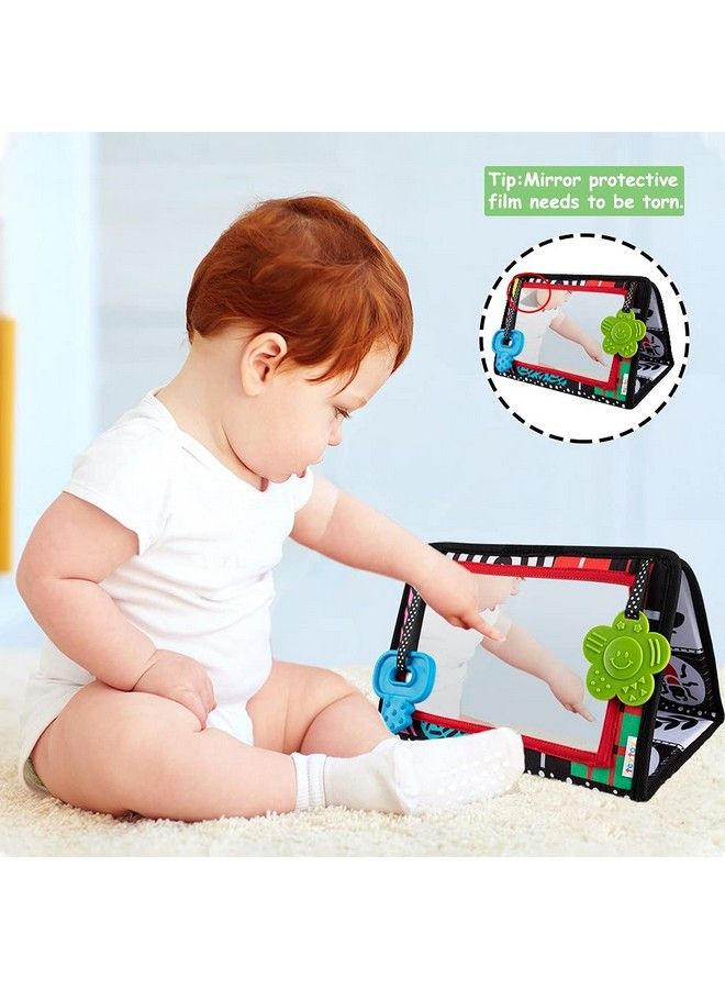 Tummy Time Mirror Newborn Toys Infant Toys 03 Months Brain Developmental Baby Mirror Tummy Time Toys Black And White High Contrast Baby Toys 4 6 9 12 Month Boys Girls Crawling Sensory Toy