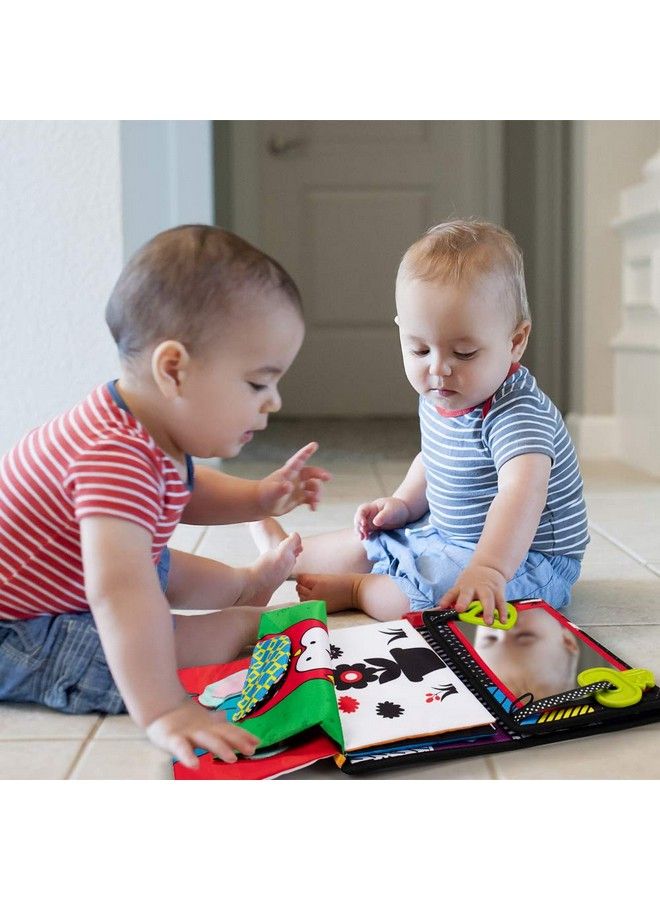 Tummy Time Mirror Newborn Toys Infant Toys 03 Months Brain Developmental Baby Mirror Tummy Time Toys With Cloth Book&Teethershigh Contrast Black And White Baby Toys 4 6 9 12 Month Sensory Toy