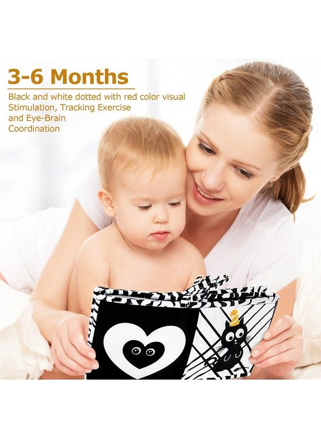 Black And White High Contrast Baby Book Infant Tummy Time Newborn Toys 0 3 Months Brain Development Stroller Toys Crinkle Folding Baby Soft Books Crib & Carseat Toys For Infants 06 Months