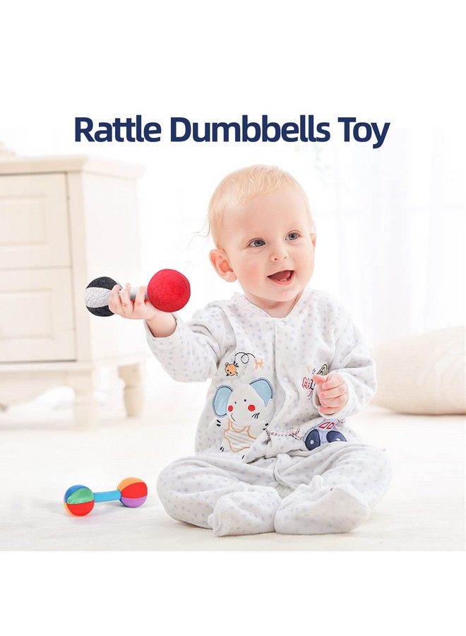 Baby Rattle Dumbbell Toys Plush Stuffer Soft Fabric Sensory Hand Barbell For Kids & Children Pretended Home Gym Exercise Fitness Sport Toy Gift(Color)