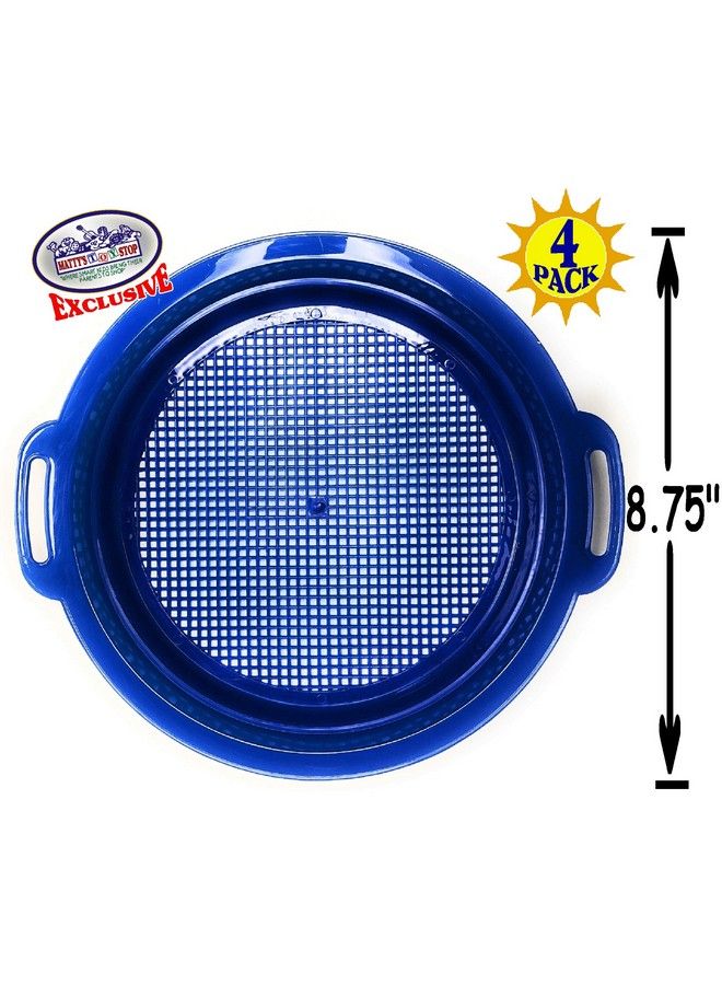 Sand Sifter Sieves For Sand & Beach (Red Blue Yellow & Green) Complete Gift Set Bundle 4 Pack (8.75