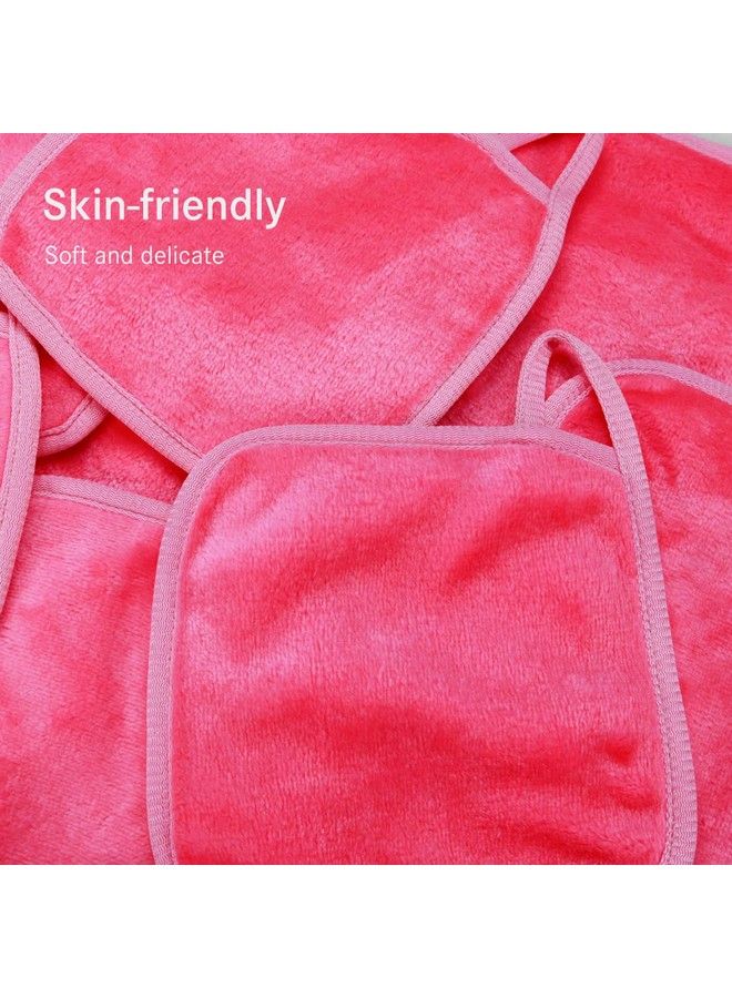 ; Reusable Makeup Remover Cloth 6 X 6 In 12 Pack Microfiber Washable Facial Cleansing Towel For All Skin Types With Laundry Bag Natural Ecofriendly Makeup Remover Towel (Pink)