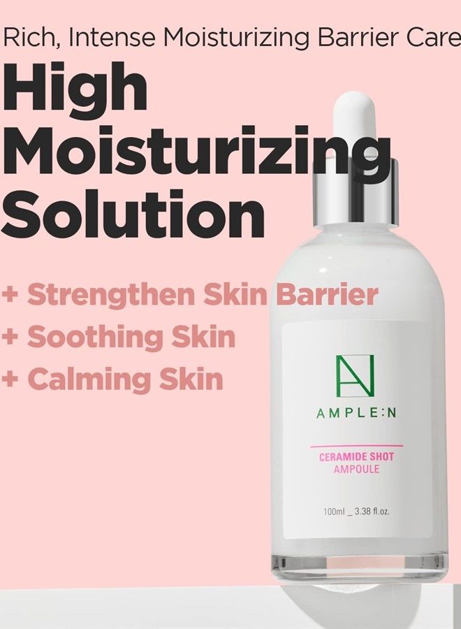 AMPLE:N Ceramide Shot Ampoule – Anti Aging and Hydrating Serum with Ceramide for Deep Moisturization – For Dry & Rough Skin to Reduces Wrinkles & Repairs Skin, 3.38 fl.oz.