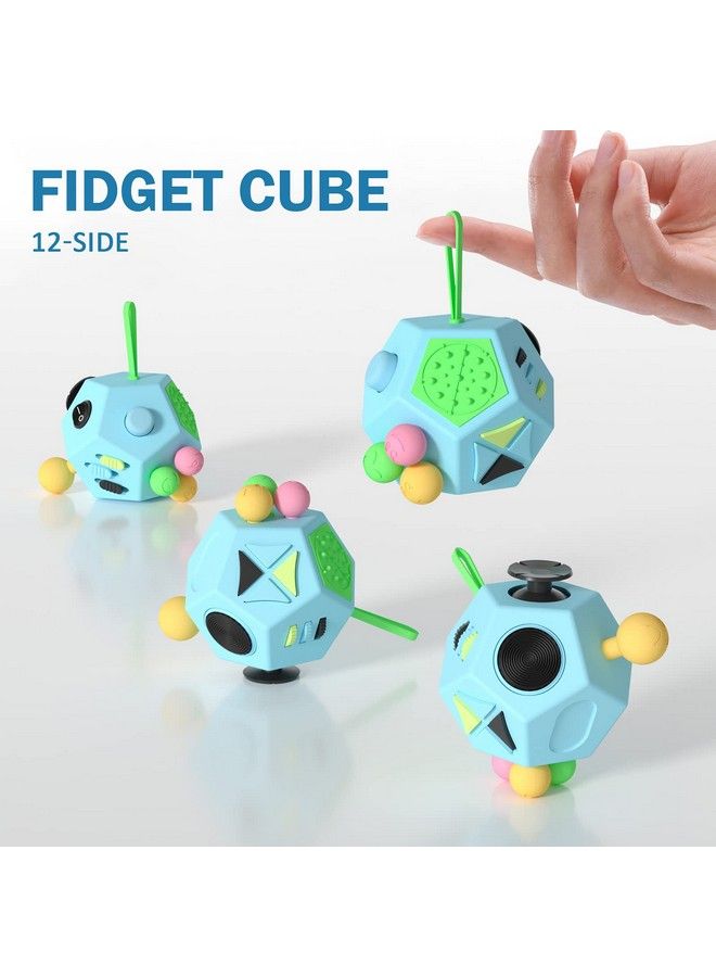 Fidget Dodecagon 12Side Fidget Cube Relieves Stress And Anxiety Anti Depression Cube For Children And Adults With Adhd Add Ocd Autism (B3 Blue Sky)