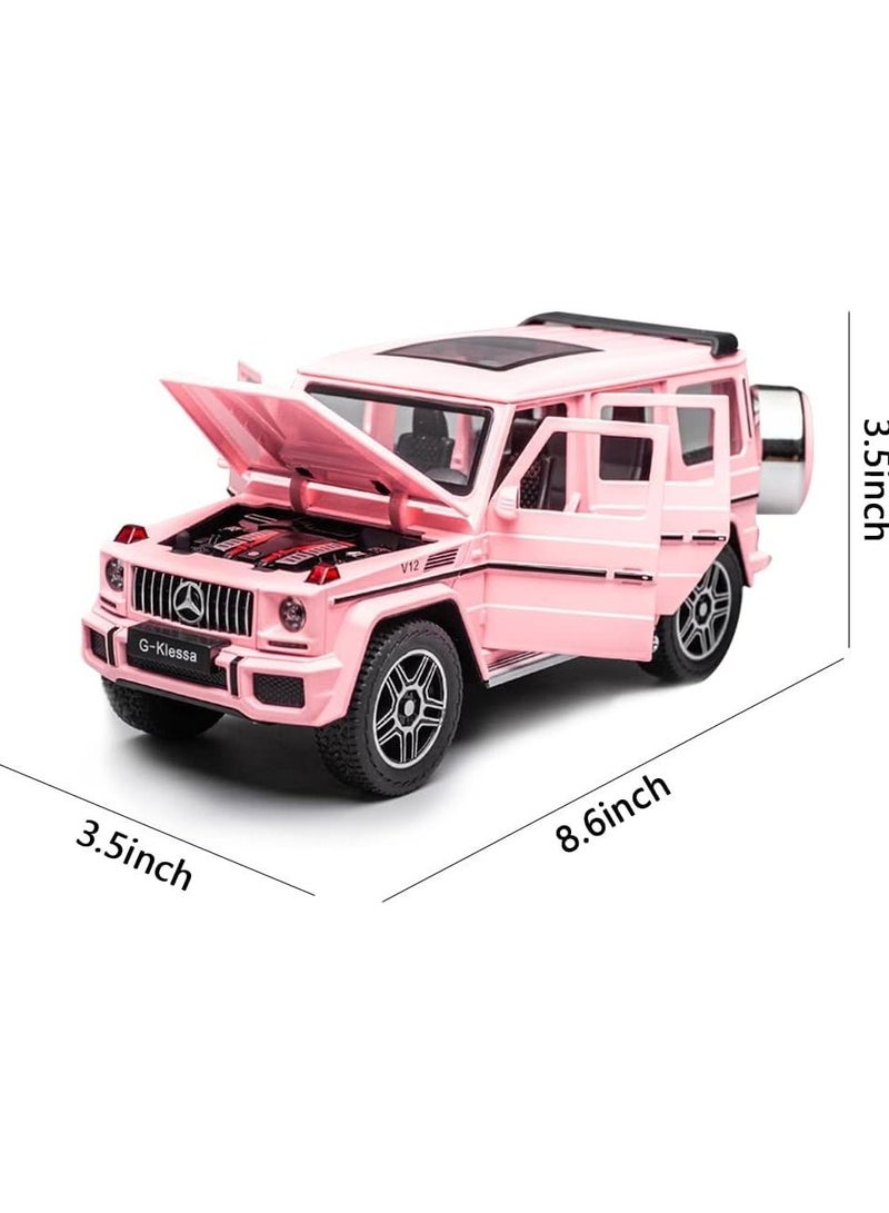 Exquisite car Model 1/24 Benz G63 AMG Car, Zinc Alloy Pull Back Toy with Sound and Light for Kids Boy Girl Gift (Pink)